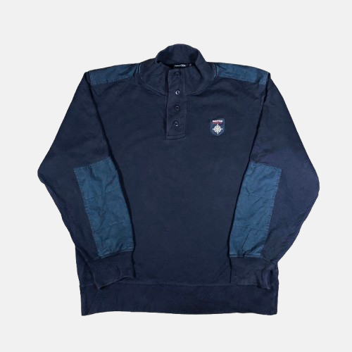 Nautica Navy Button up Two Tone Cotton Sweatshirt (XL)