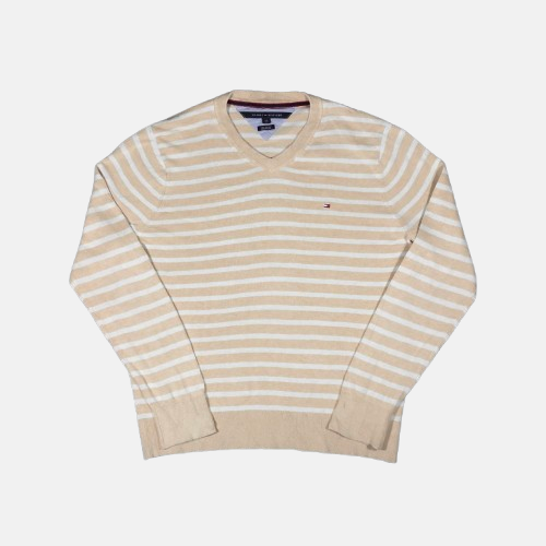 Tommy Hilfiger Beige Striped Cotton Jumper (L)