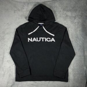 Nautica Vintage black pullover Spell Out hoodie Size L