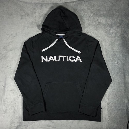 Nautica Vintage black pullover Spell Out hoodie Size L