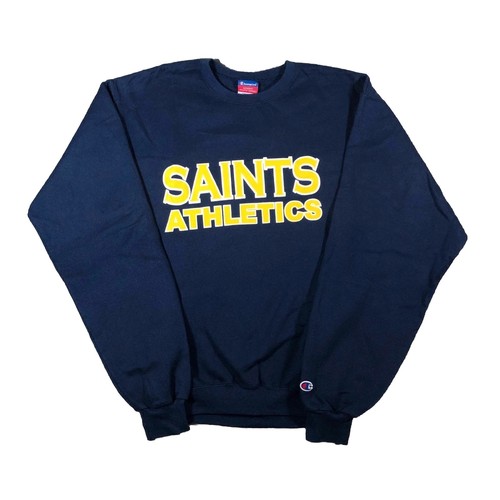 Champion Saints Athletics navy crewneck sweatshirt with yellow spell out M