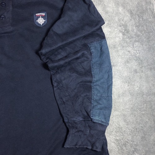 Nautica Navy Button up Two Tone Cotton Sweatshirt (XL) - Image 5