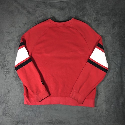 Nike Air Red Spell Out Sweatshirt With White Arm Stripes Size L - Image 2