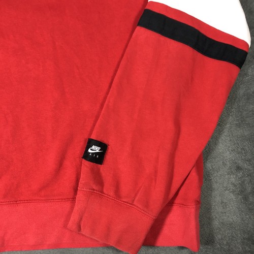 Nike Air Red Spell Out Sweatshirt With White Arm Stripes Size L - Image 4