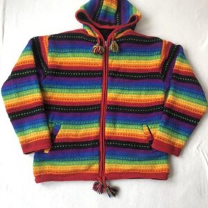 Quetzal London Striped Rainbow 100% Wool Jacket Size XL