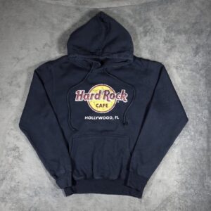 Hard Rock Cafe Hollywood Logo Navy Hoodie Size M