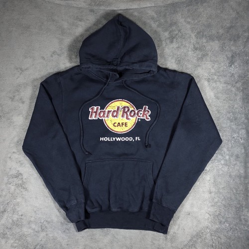 Hard Rock Cafe Hollywood Logo Navy Hoodie Size M