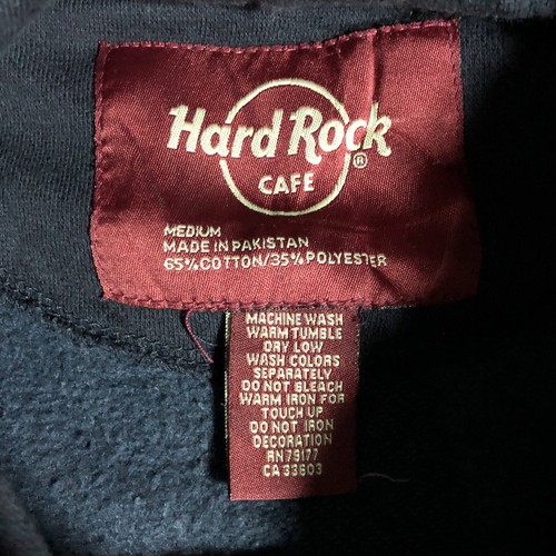 Hard Rock Cafe Hollywood Logo Navy Hoodie Size M - Image 6