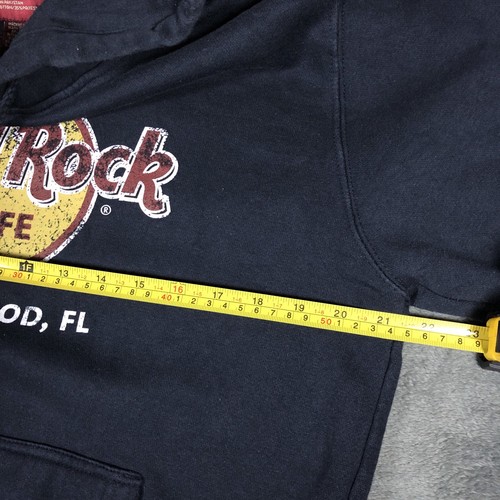 Hard Rock Cafe Hollywood Logo Navy Hoodie Size M - Image 7