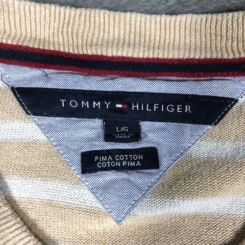 Tommy Hilfiger Beige Striped Cotton Jumper (L) - Image 2