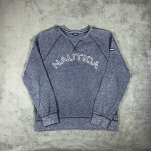 Nautica Grey Blue Speckled Crewneck Sweatshirt Size M