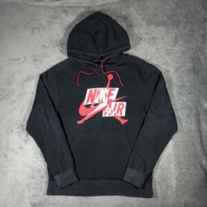 Nike Air Jordan Jumpman Hoodie Pullover Big Logo Black Sweatshirt Mens Size S