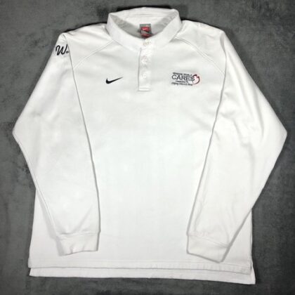 Nike Dri Fit White Victory Long Sleeve Polo Cricket Golf Shirt XL