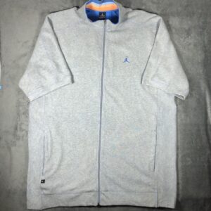 Vintage 90s Air Jordan Grey Jumpman Short sleeve woven long zip up jacket 3XL