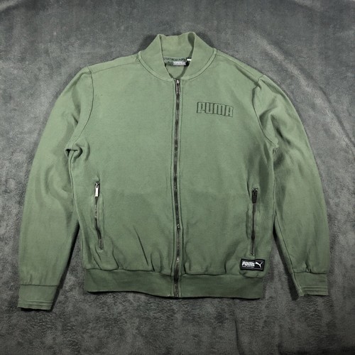 Rare Puma Olive Green 100% Cotton Bomber Jacket Size M