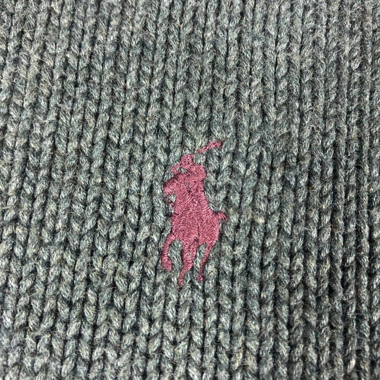 Polo Ralph Lauren dark grey loose knit v-neck Sweater Jumper XL - Image 3