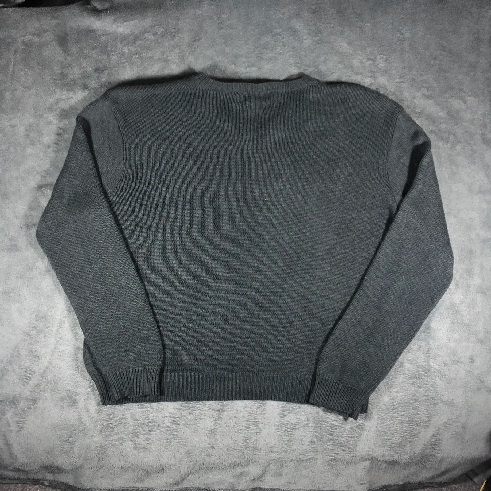 Polo Ralph Lauren dark grey loose knit v-neck Sweater Jumper XL - Image 6