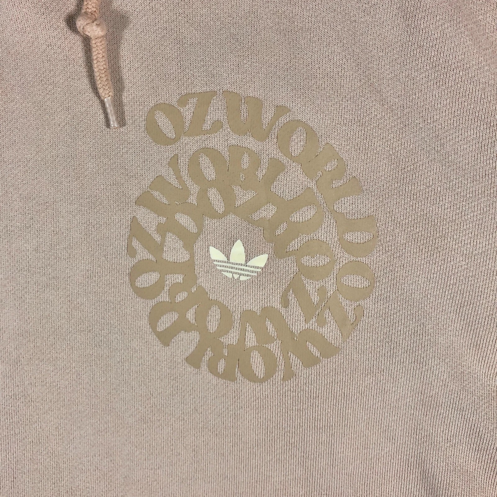 Adidas Ozworld tan spell out hoodie sweatshirt L - Image 3