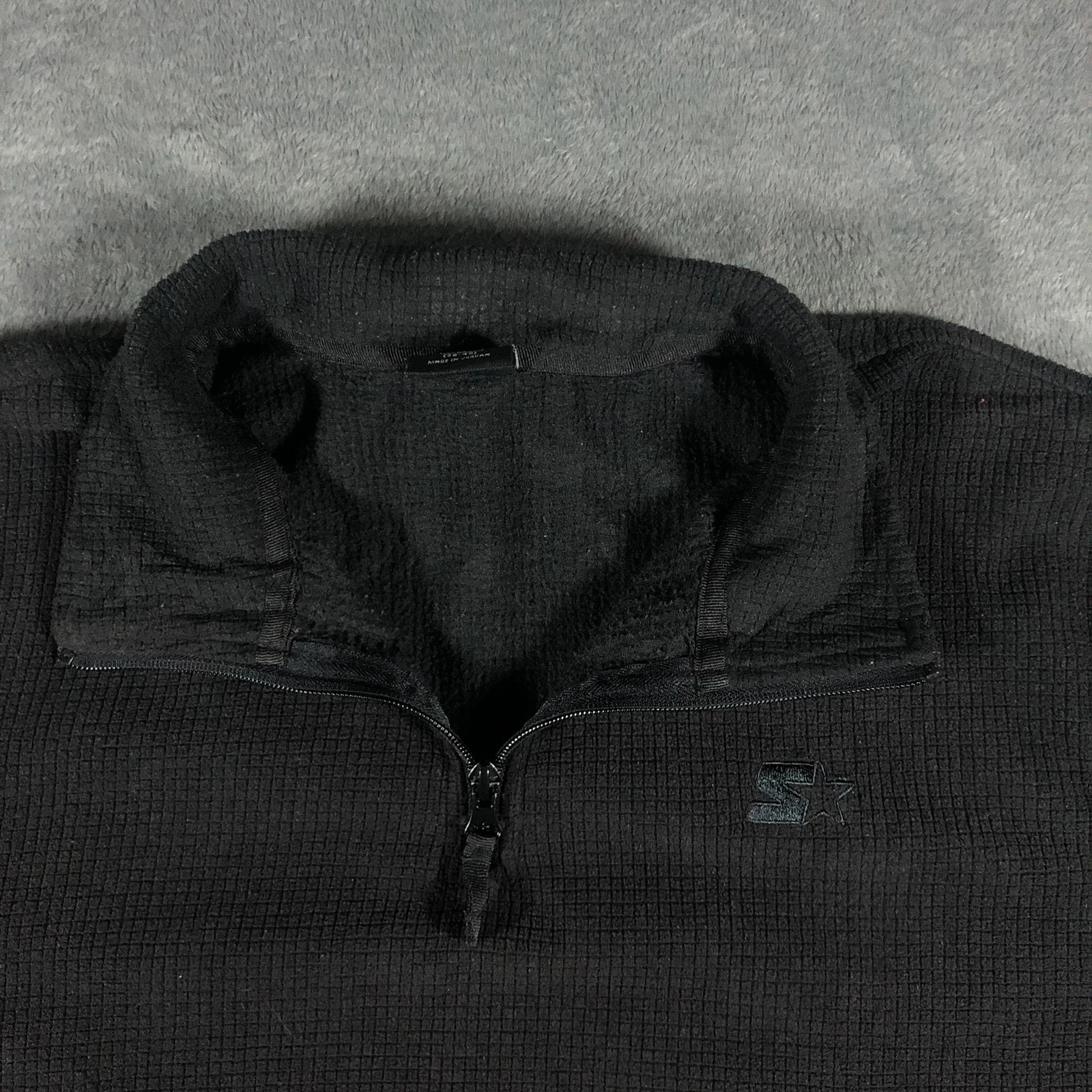 Vintage Starter 1/4 Quarter Zip Ribbed Fleece Sweatshirt Black M - Image 5