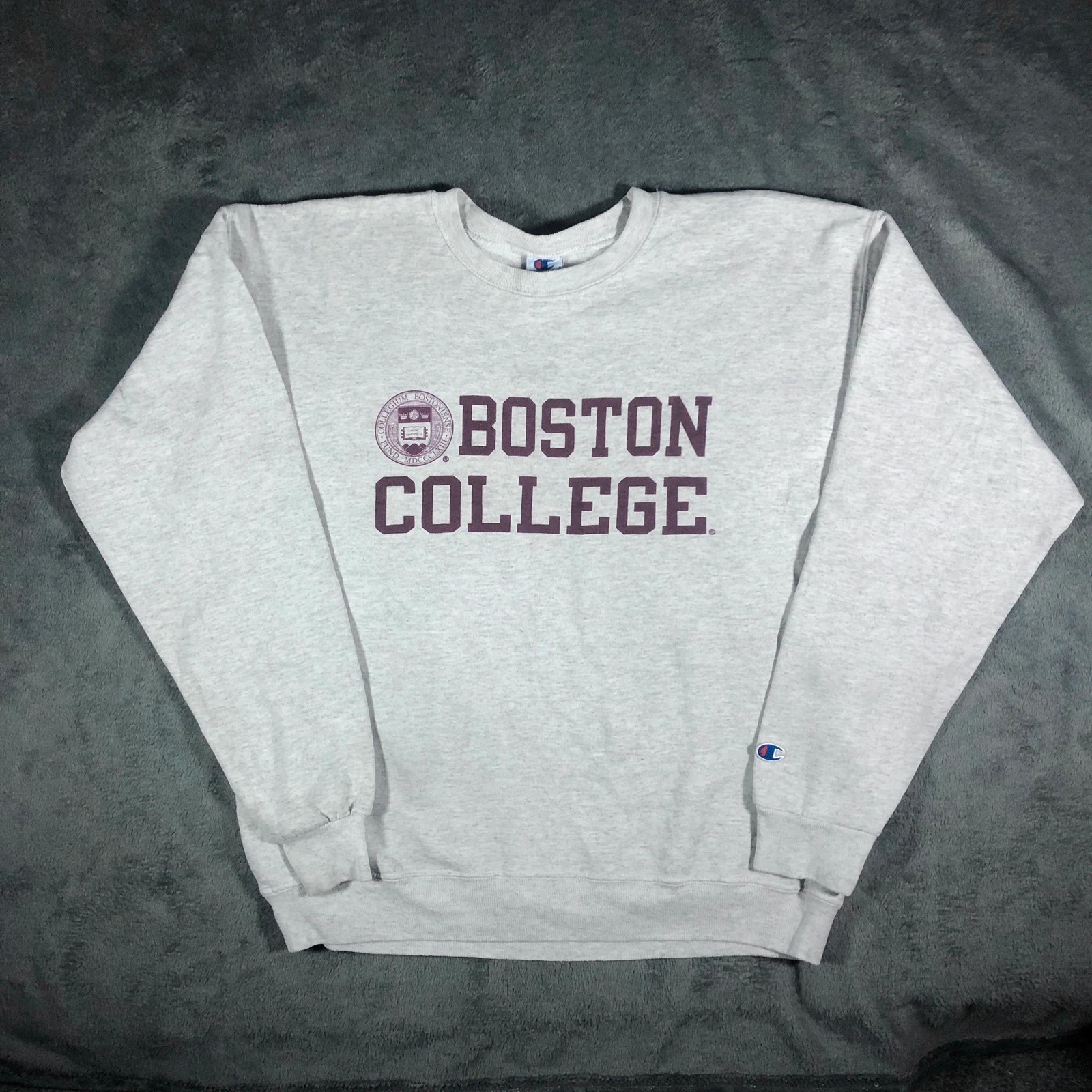 Champion Boston College light grey spell out crewneck sweatshirt M