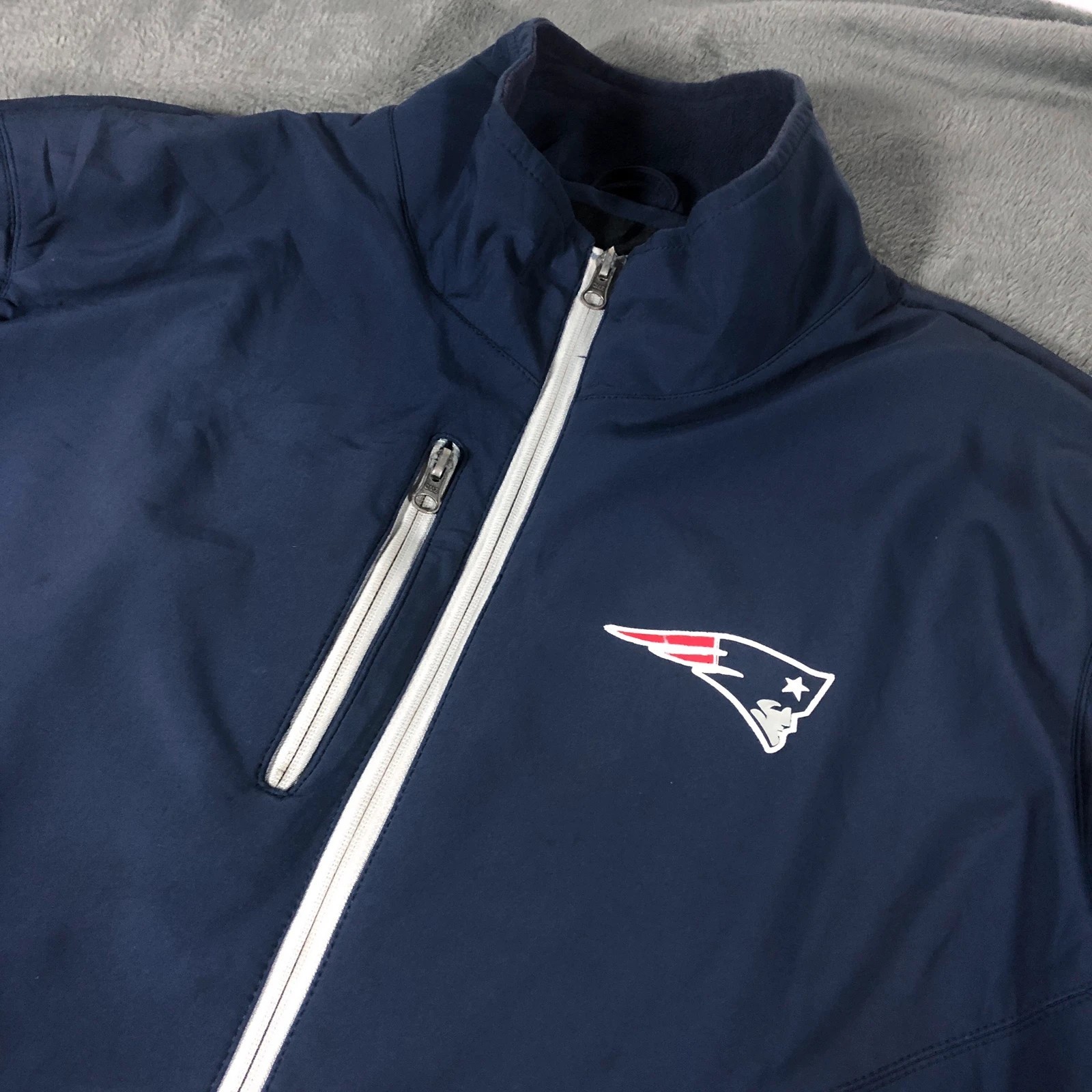 Vintage NFL New England Patriots Navy Softshell Spell Out Jacket XXL - Image 2