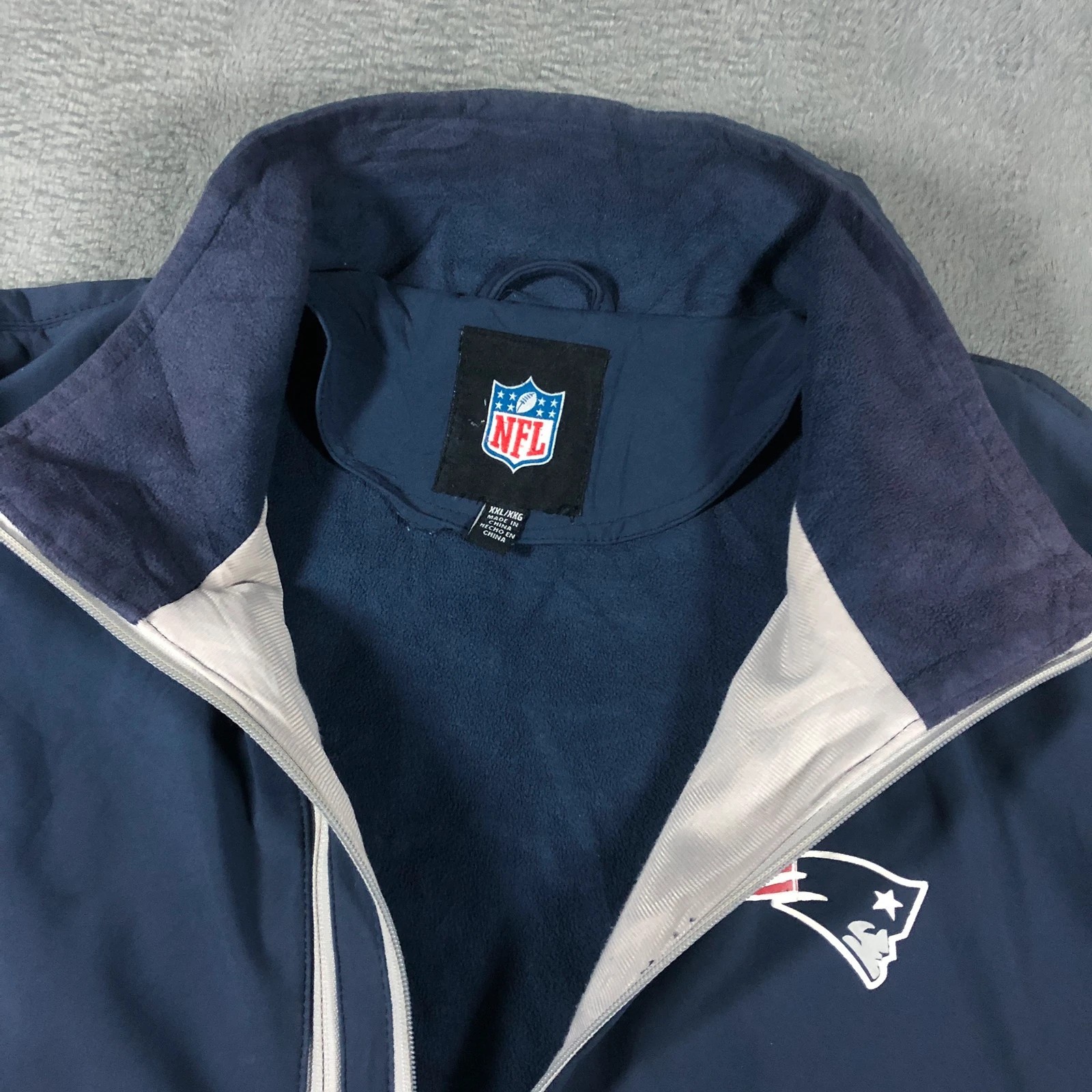 Vintage NFL New England Patriots Navy Softshell Spell Out Jacket XXL - Image 4