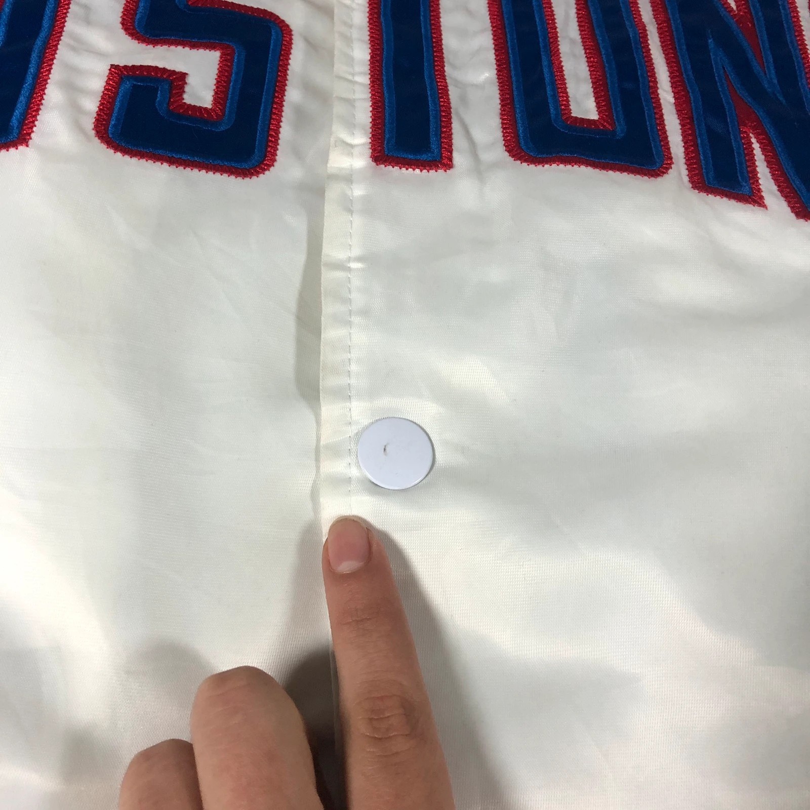 RARE Vintage 90s Starter NBA Detroit Pistons Satin white red vasityr jacket L - Image 4