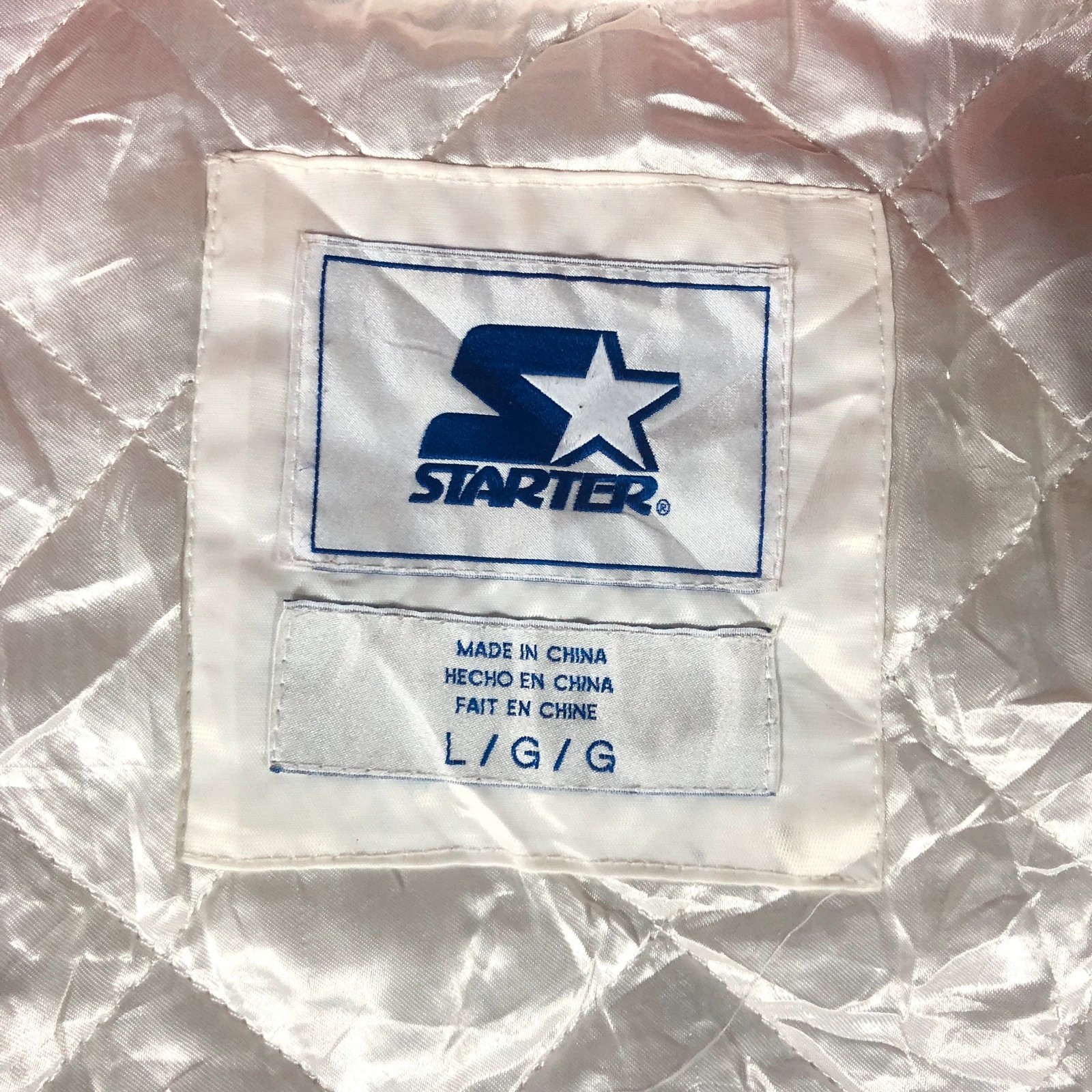 RARE Vintage 90s Starter NBA Detroit Pistons Satin white red vasityr jacket L - Image 9