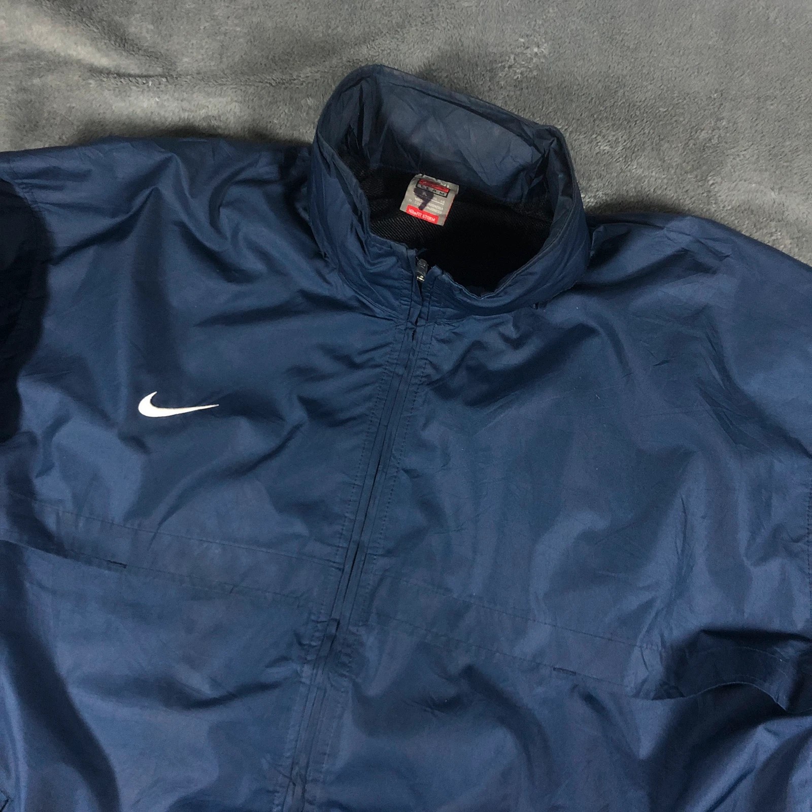 Vintage 00s y2k Toronto Track Shell Navy Hooded Windbreaker NikeFIT Storm - Image 2