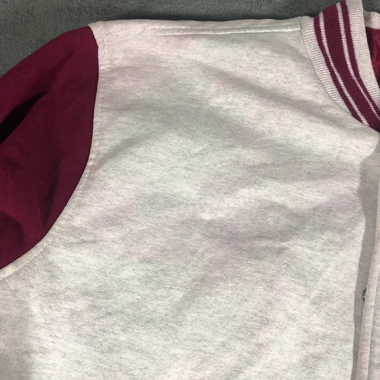 Vintage Fruit of the Loom White Red Varsity Bomber Jacket (Stained) XL - Image 7