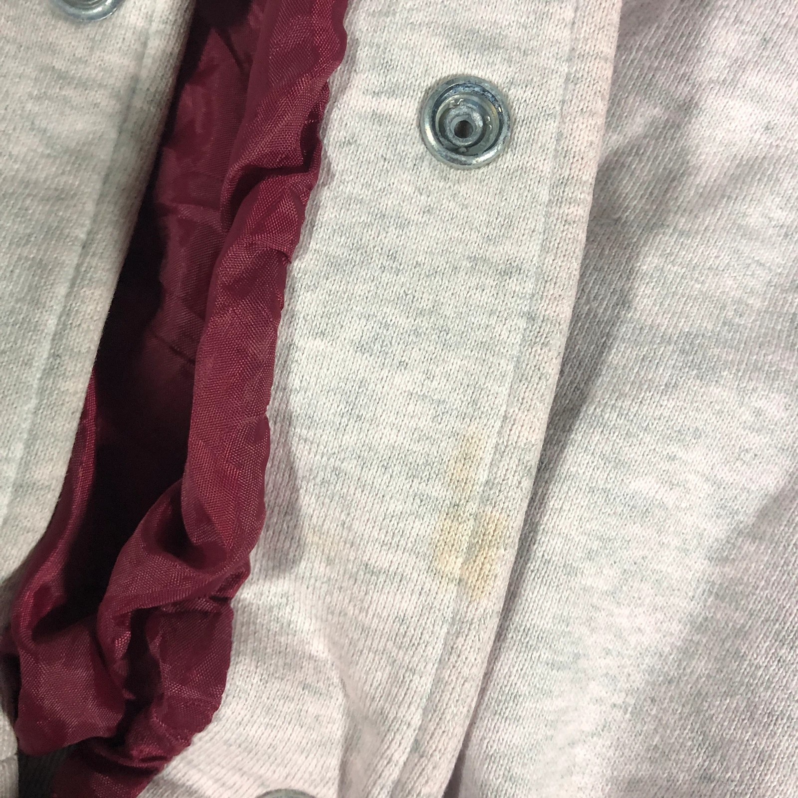 Vintage Fruit of the Loom White Red Varsity Bomber Jacket (Stained) XL - Image 10