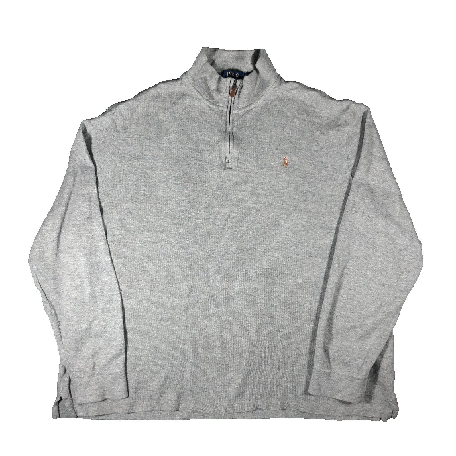 Polo Ralph Lauren Grey 1/4 Quarter Zip Estate Rib Sweater Jumper XXL