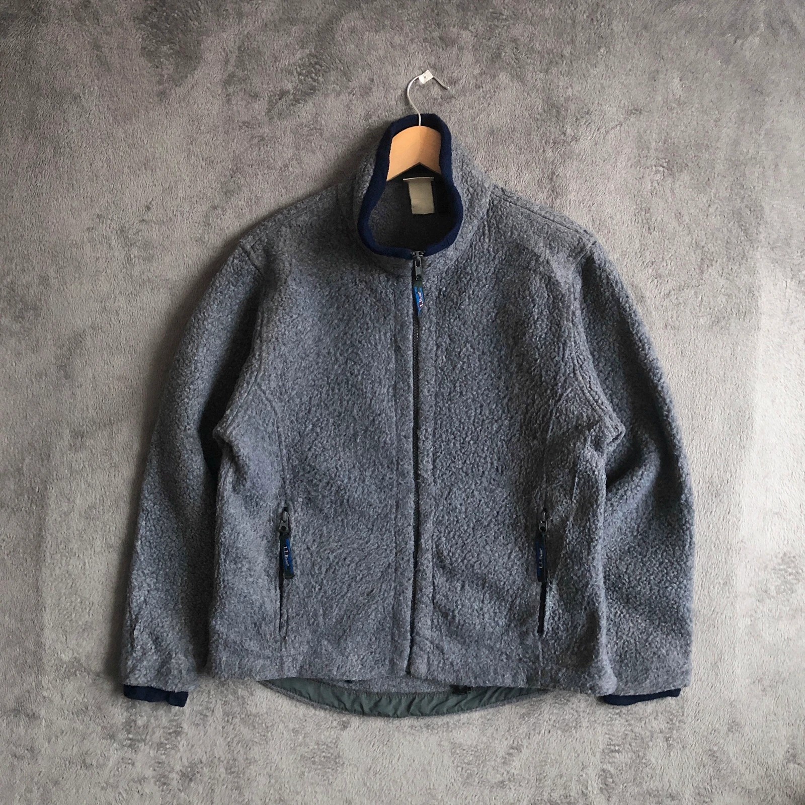 L.L Bean Vintage 90s Grey Deep Pile Sherpa Full Zip Jacket S