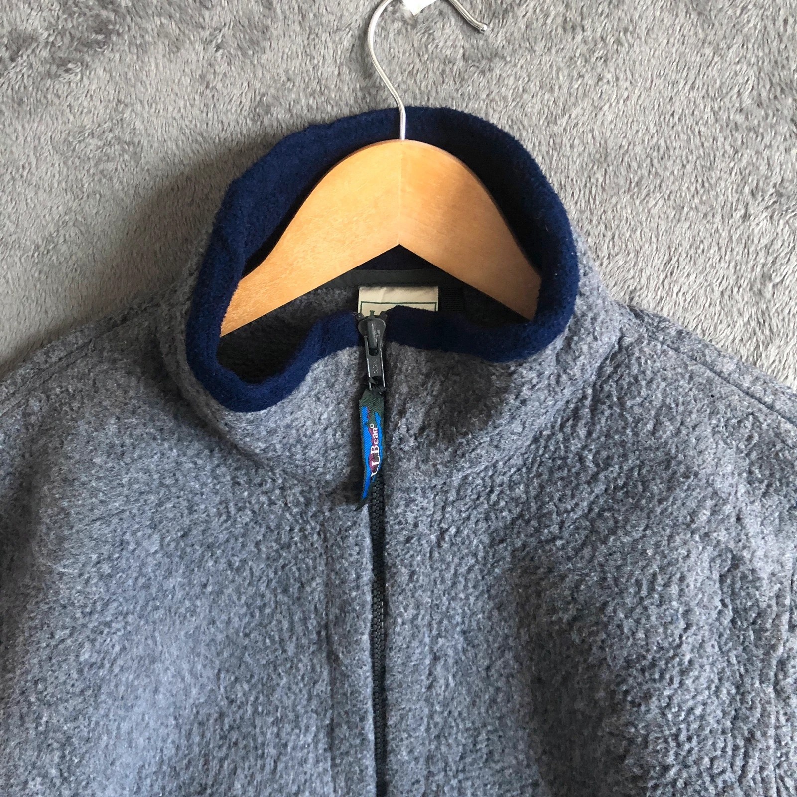 L.L Bean Vintage 90s Grey Deep Pile Sherpa Full Zip Jacket S - Image 2