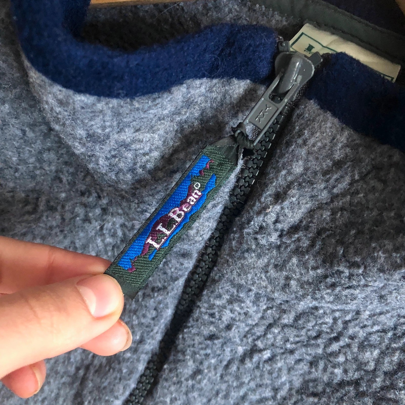 L.L Bean Vintage 90s Grey Deep Pile Sherpa Full Zip Jacket S - Image 3