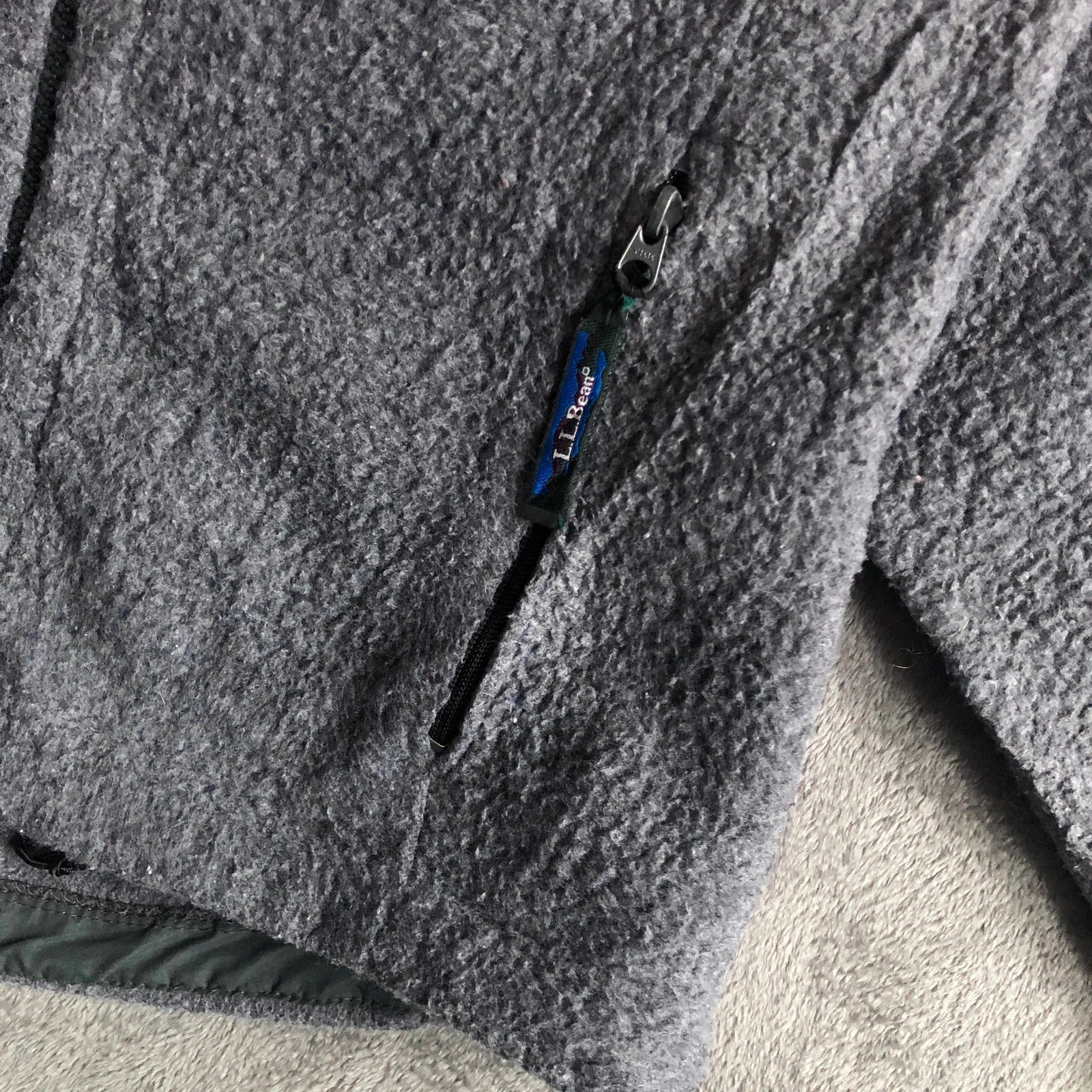 L.L Bean Vintage 90s Grey Deep Pile Sherpa Full Zip Jacket S - Image 6