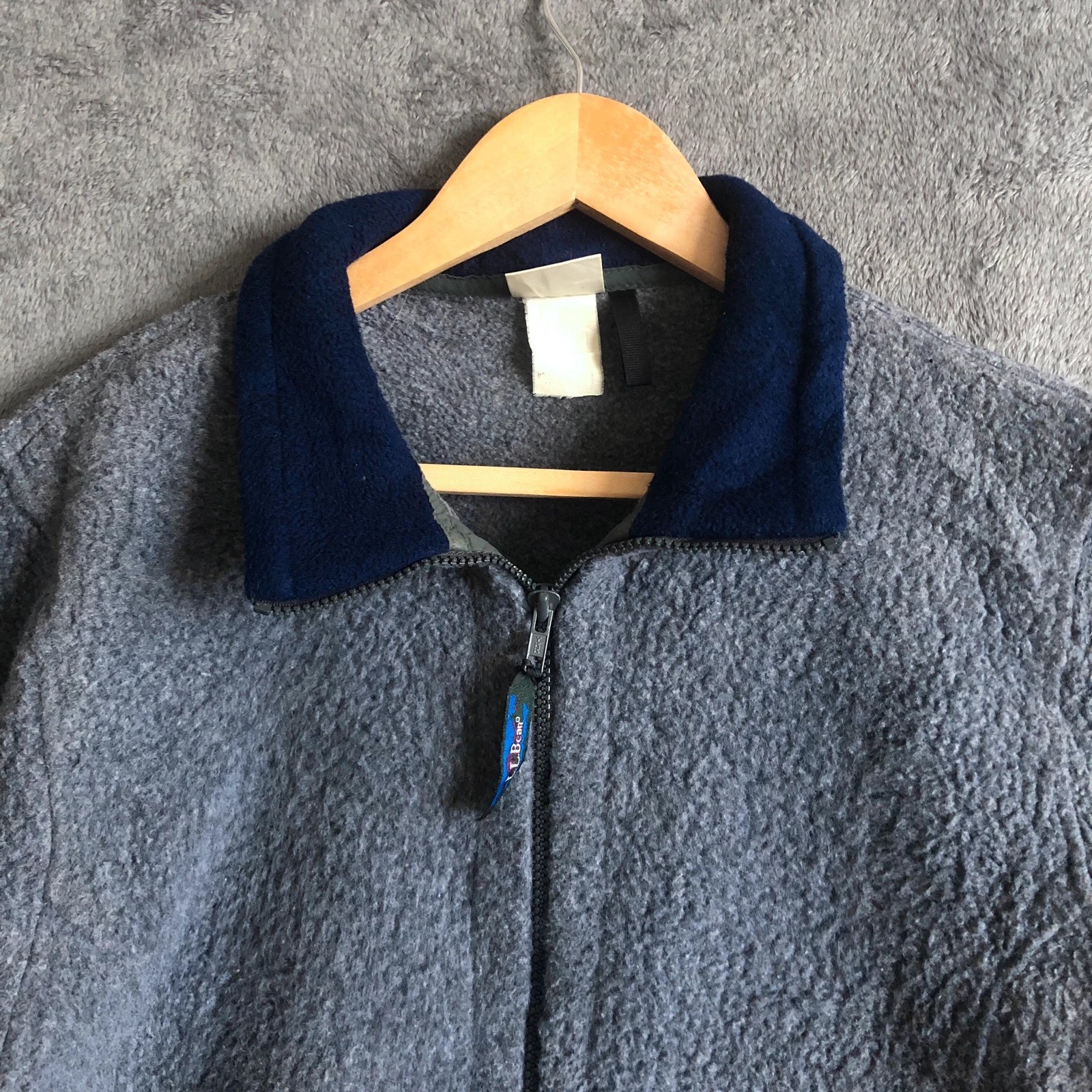 L.L Bean Vintage 90s Grey Deep Pile Sherpa Full Zip Jacket S - Image 8