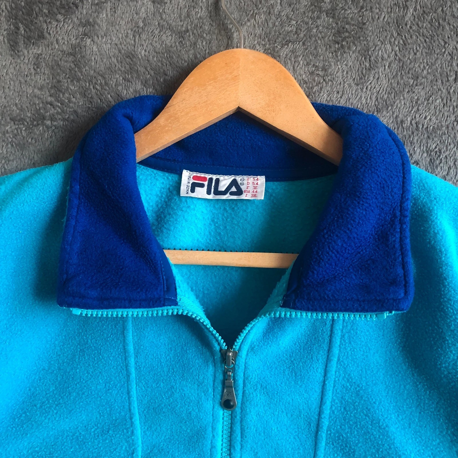 Rare Vintage 90s Fila “Magic Line” blue quarter 1/4 zip spell out fleece 2XL - Image 4