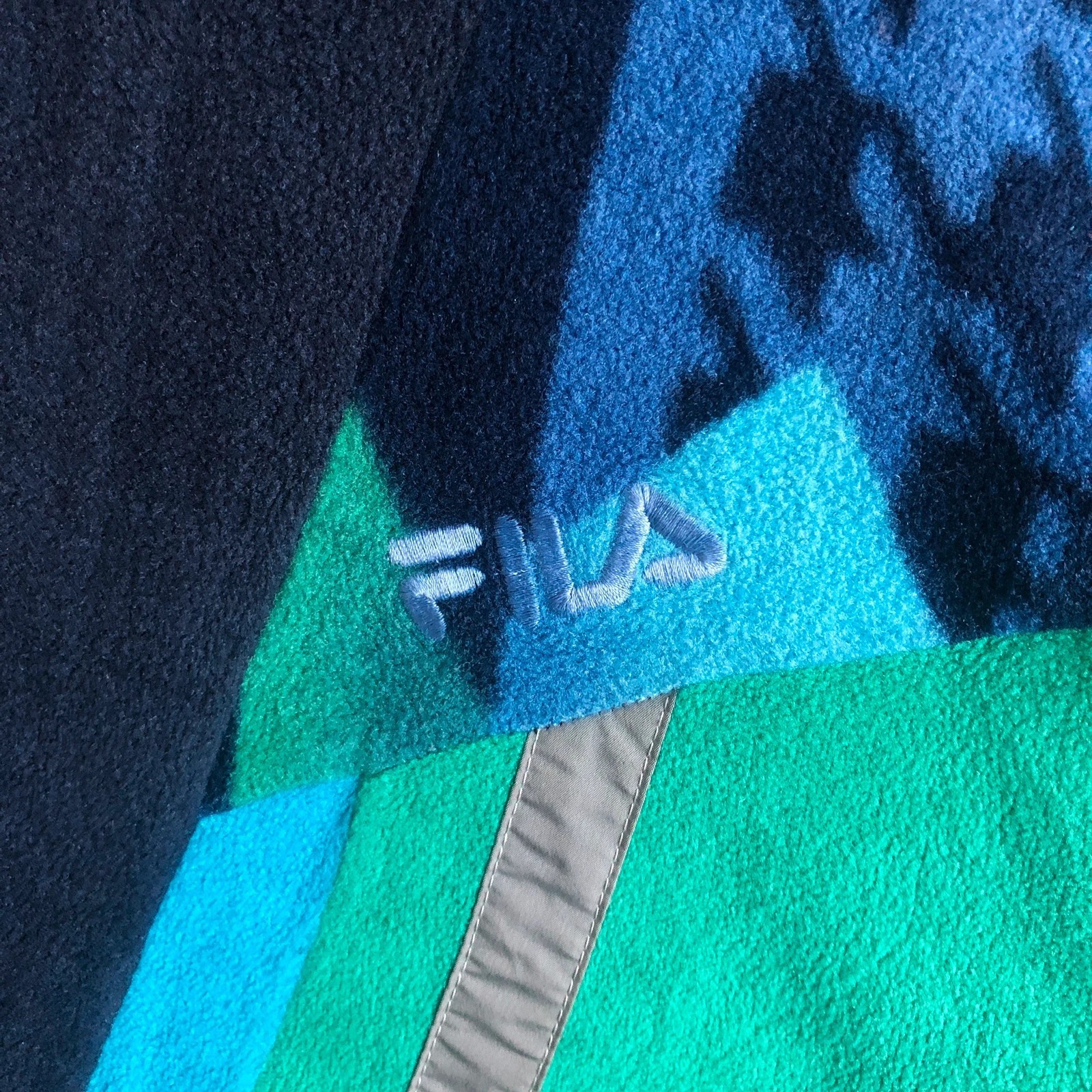 Rare Vintage 90s Fila navy funky full zip fleece jacket 2XL - Image 5