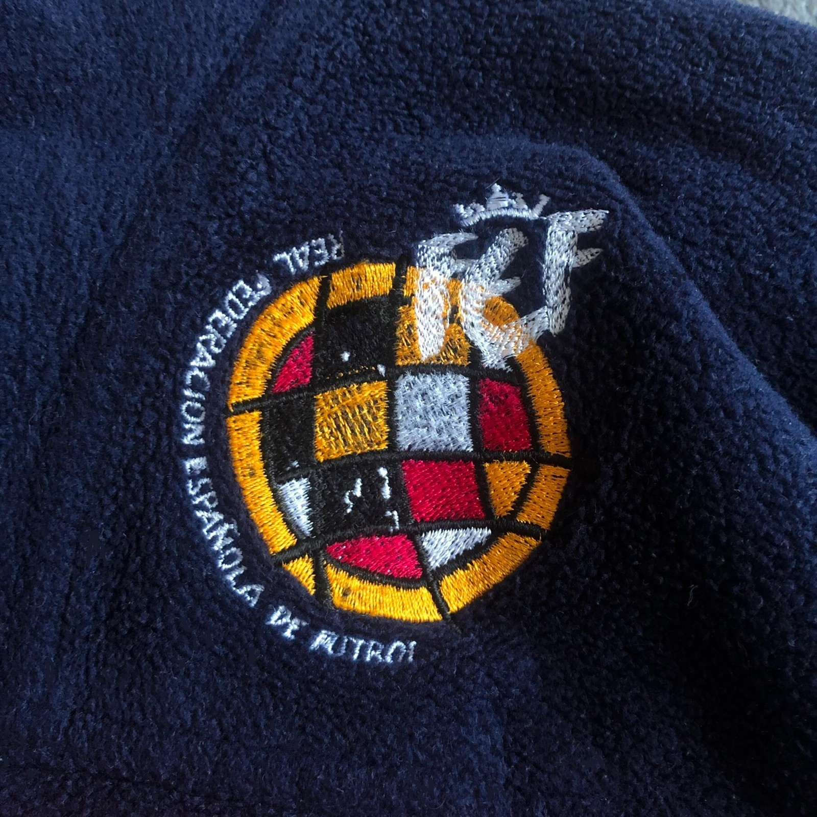 Rare Vintage 90s Adidas Spanish Football navy red quarter 1/4 zip fleece M - Image 4