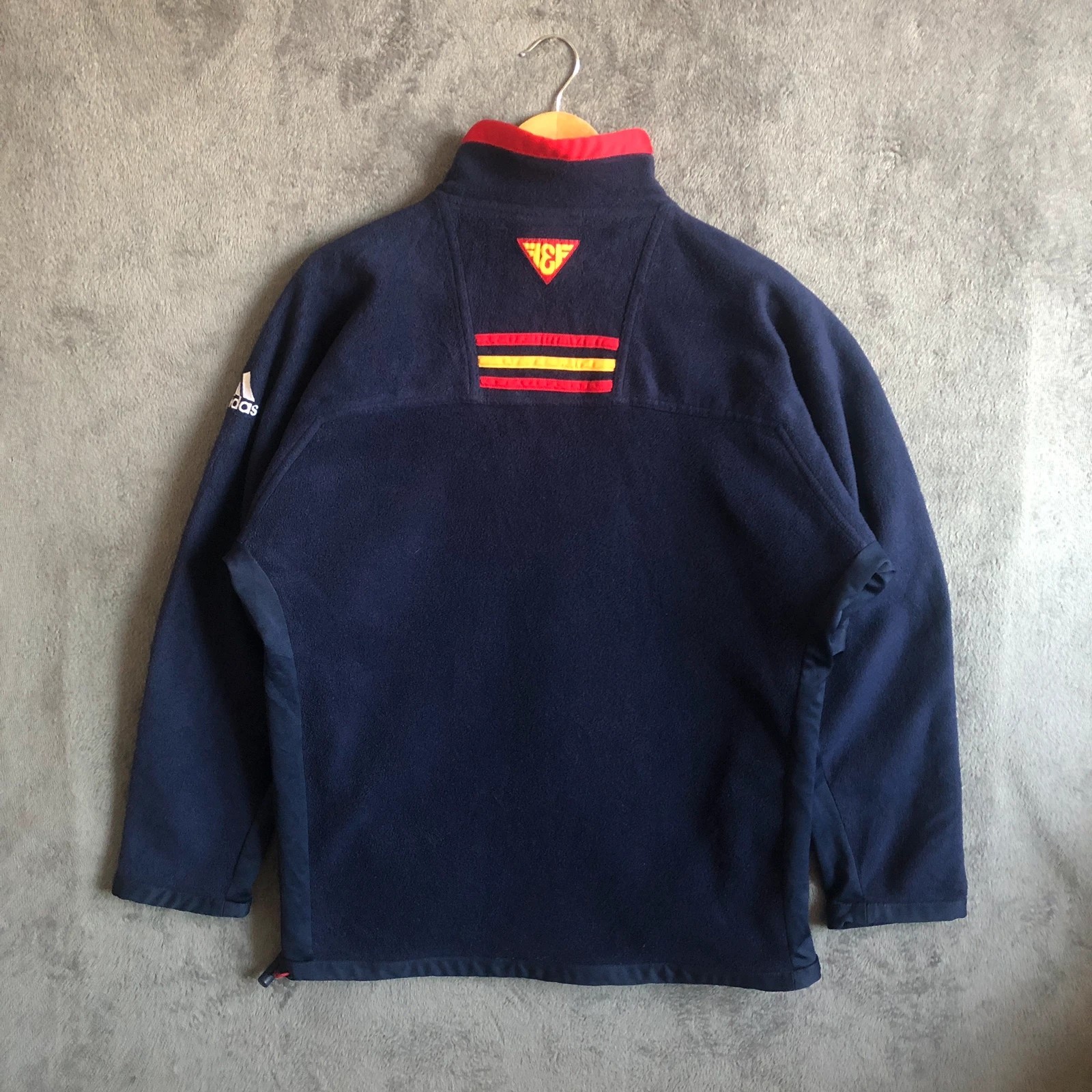 Rare Vintage 90s Adidas Spanish Football navy red quarter 1/4 zip fleece M - Image 10
