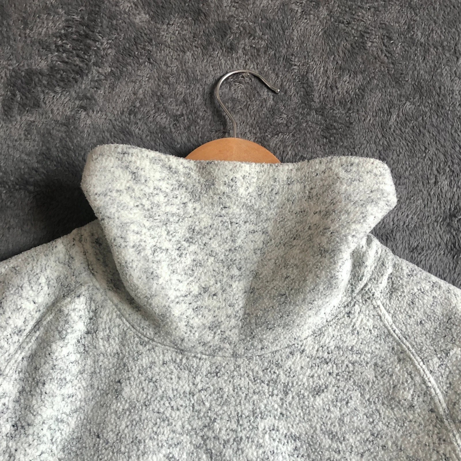 Rare Vintage 90s Adidas light grey speckled women’s turtleneck fleece UK 10 - Image 3