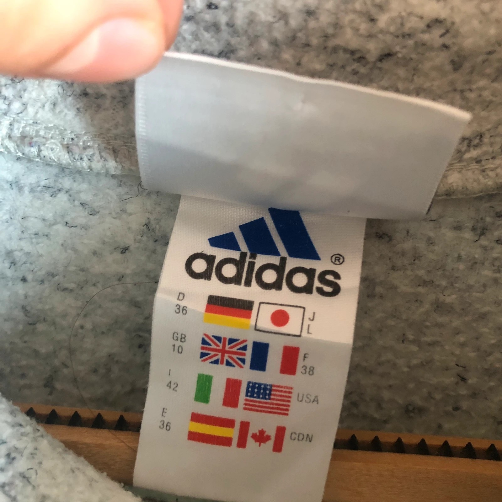 Rare Vintage 90s Adidas light grey speckled women’s turtleneck fleece UK 10 - Image 4