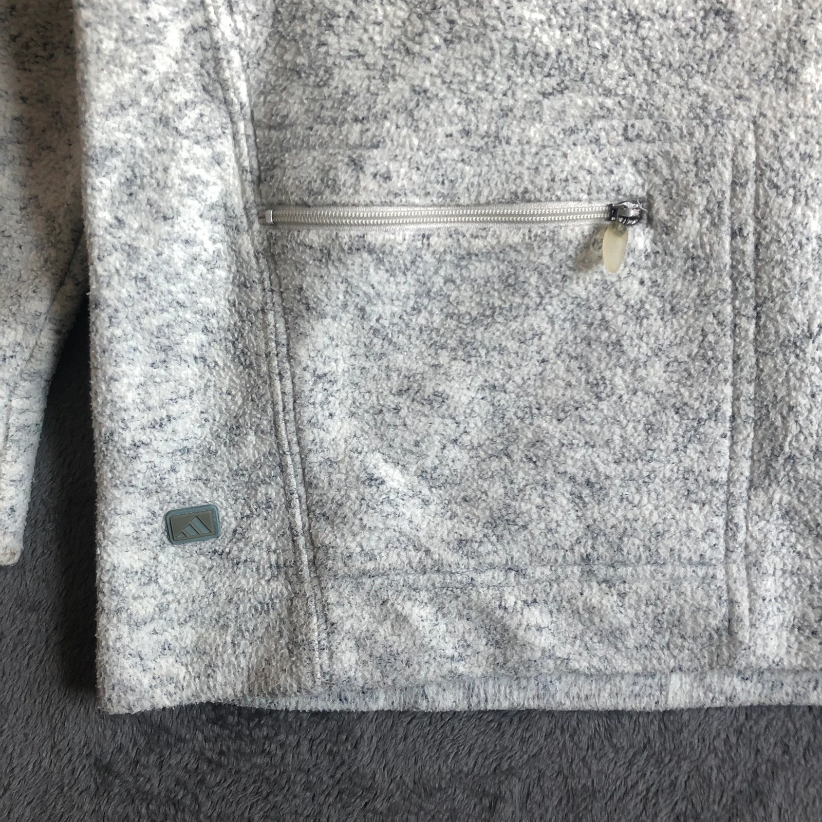 Rare Vintage 90s Adidas light grey speckled women’s turtleneck fleece UK 10 - Image 5