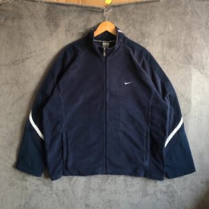 Rare Vintage 00s Nike Navy Blue Full Zip Fleece Jacket XXL