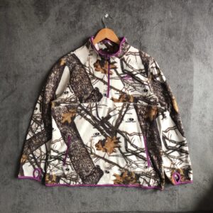 Mossy Oak cream forest branch pattern quarter 1/4 zip fleece XXL UK 20