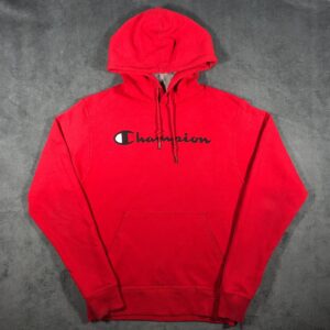 Champion red spell out hoodie Size S