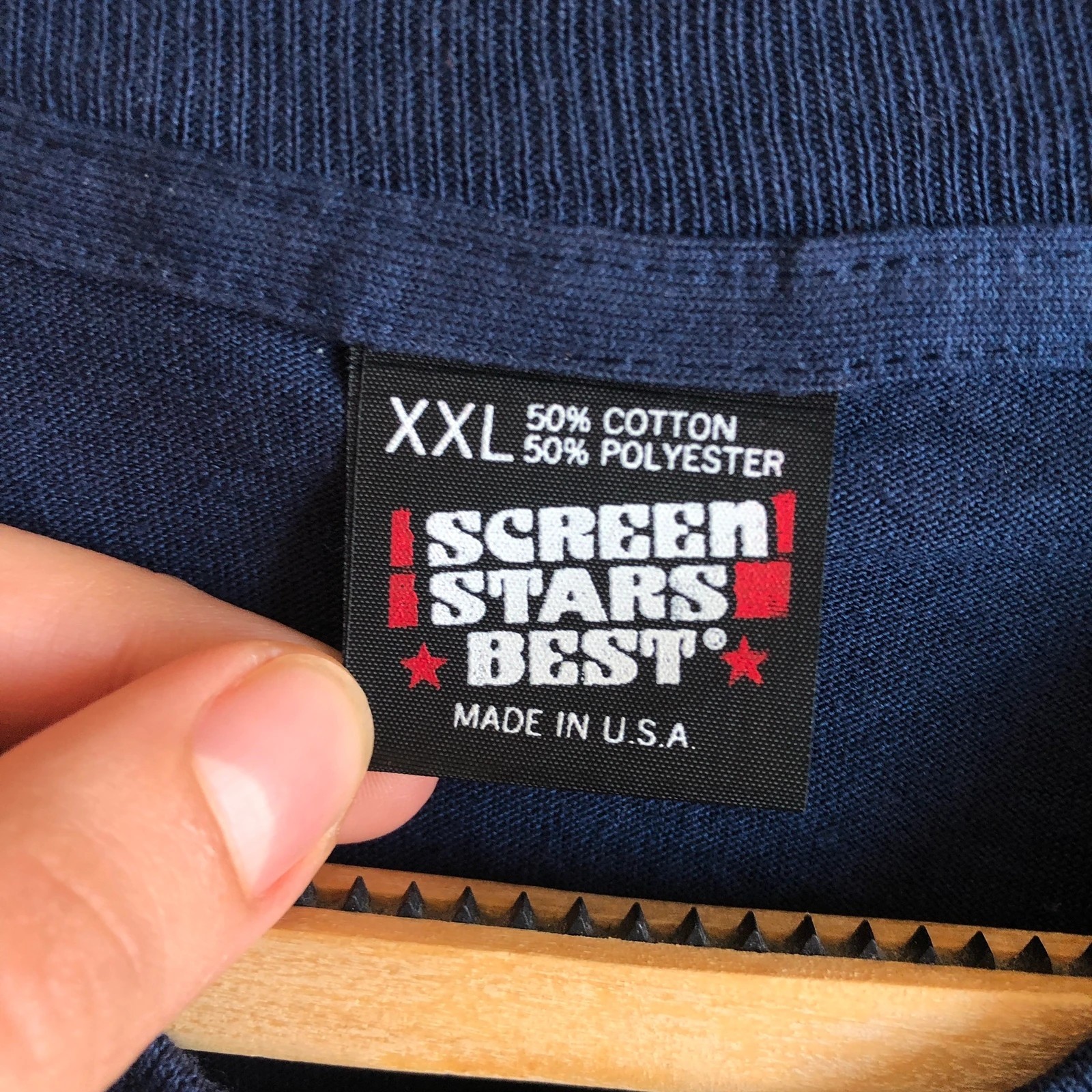 Vintage 90s navy “We Power the World” single stitch graphic tee XXL - Image 4