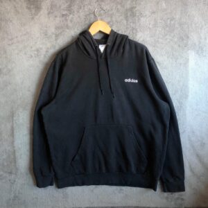 Adidas black hoodie with embroidered logo and front kangaroo pocket XL