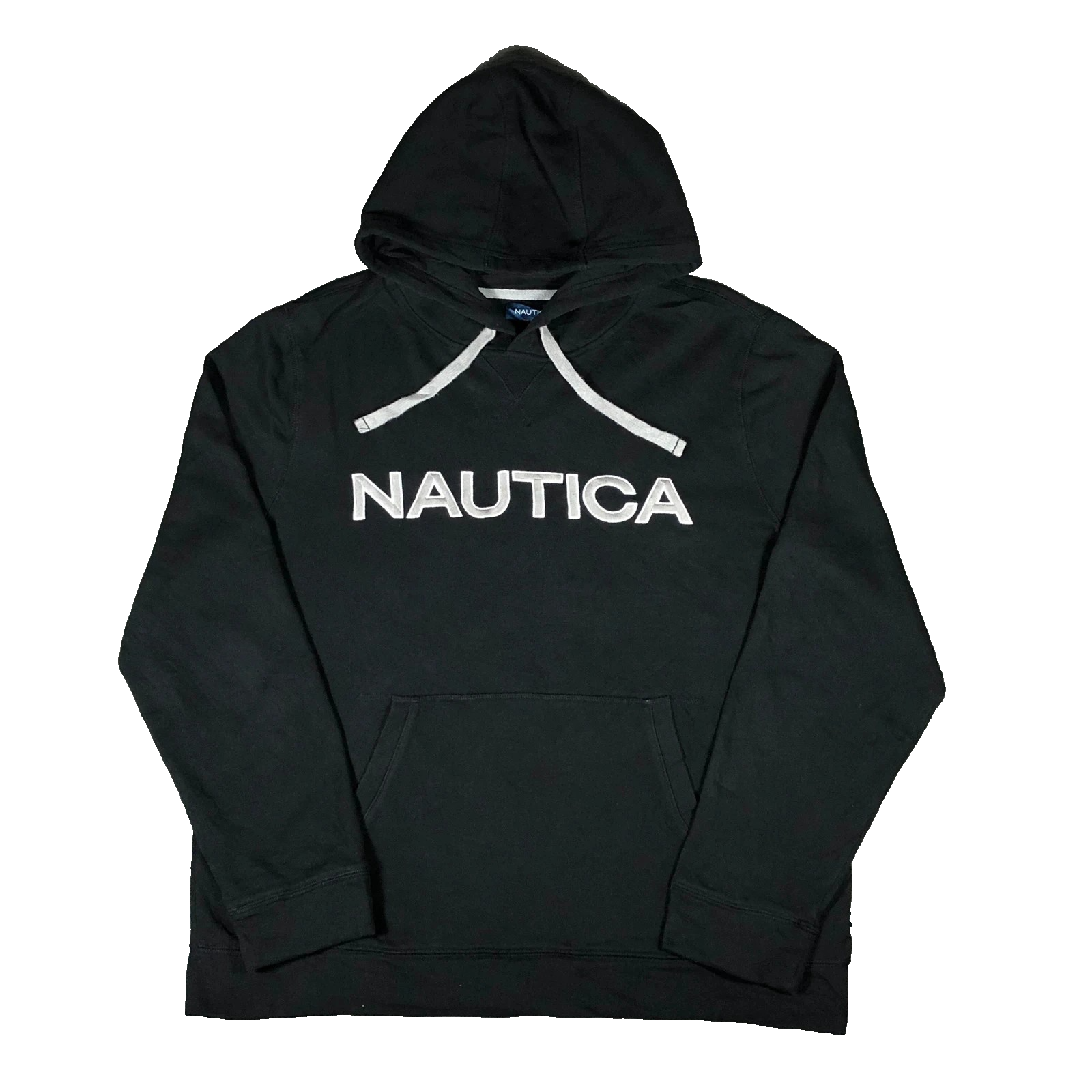 Vintage Nautica black spell out pullover hoodie L